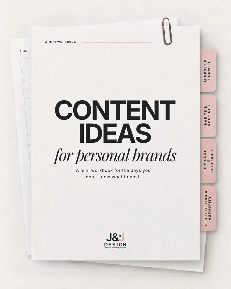 Workbook cover: Content ideas for personal brands, a mini workbook for the days you don't know what to post.