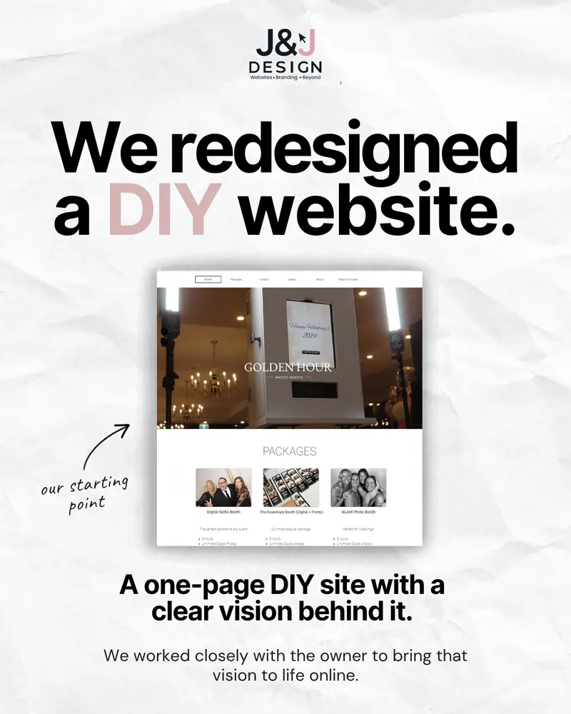 Case study cover: We redesigned a DIY website. The original one-page Golden Hour site, marked our starting point.