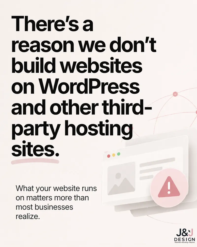 Carousel cover: There's a reason we don't build websites on WordPress and other third-party hosting sites. What your website runs on matters more than most businesses realize.